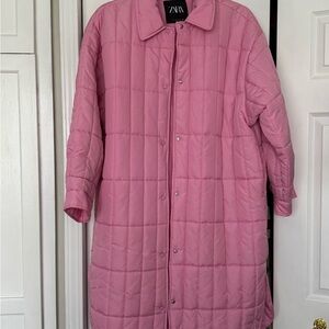 Zara Quilted Pink Puffer Coat
